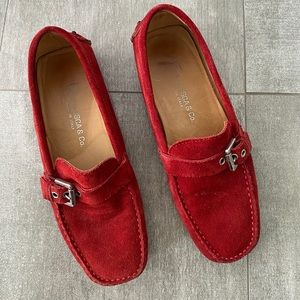 Fieramosca Italian Red Suede Buckle Loafers